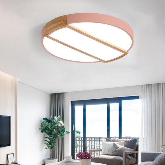 Nordic Circle Led Flush Mount Light - Acrylic Diffuser 12/16/19.5 Width Ceiling Lamp In
