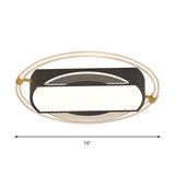 Modern Black Led Flush Mount Light For Bedrooms - Rectangle And Ring Acrylic Design