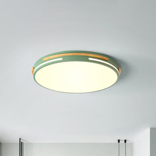 Simplicity Led Acrylic Flush Mount Light Fixture For Living Room - White/Green Round Design