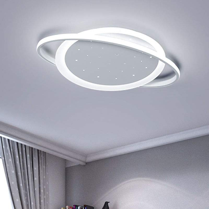 Saturn Led Flush Ceiling Light With Stylish Star Design Sleek Acrylic Fixture In White
