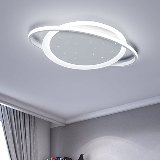 Saturn Led Flush Ceiling Light With Stylish Star Design Sleek Acrylic Fixture In White