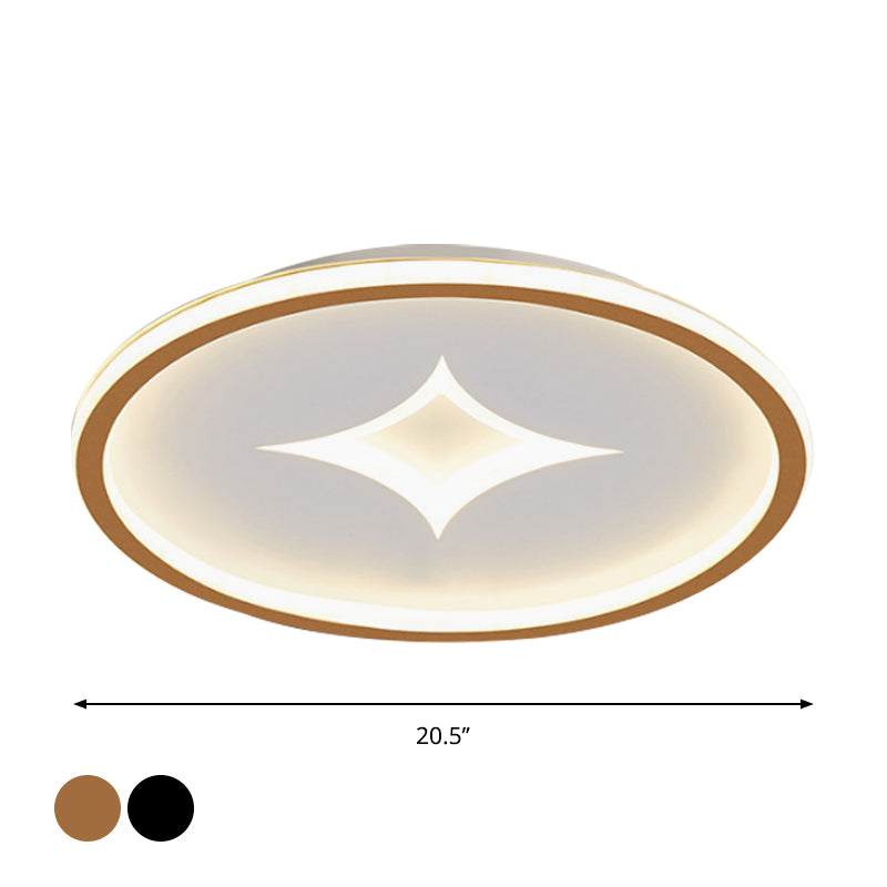 Simple Round Flush Mount Lamp: Acrylic Black/Gold Led Lighting Warm/White Light For Bedroom