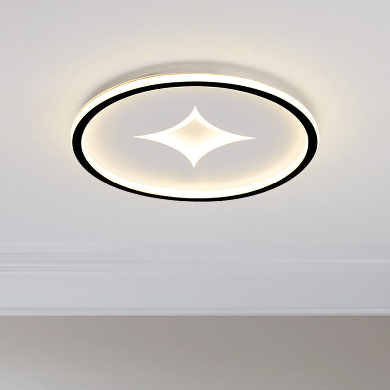 Simple Round Flush Mount Lamp: Acrylic Black/Gold Led Lighting Warm/White Light For Bedroom