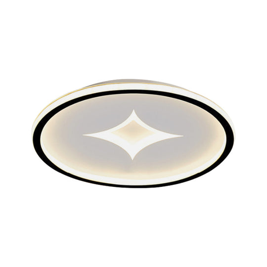 Simple Round Flush Mount Lamp: Acrylic Black/Gold Led Lighting Warm/White Light For Bedroom