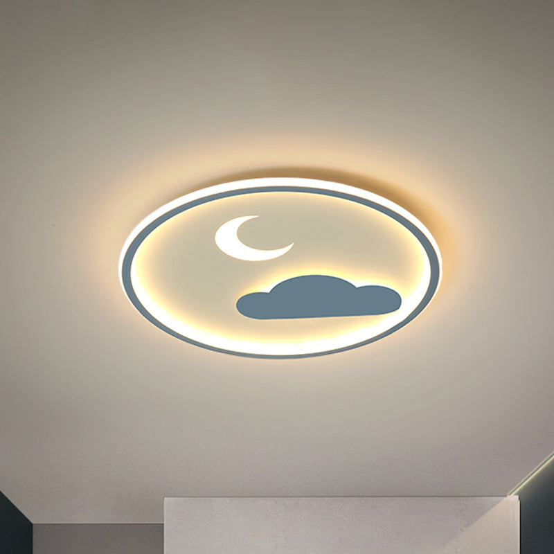 Simple Led Flush Light Fixture: Cloud & Crescent Acrylic Flushmount In Warm/White