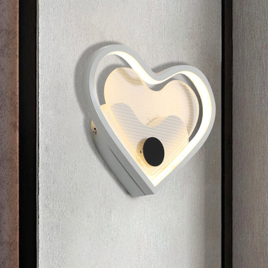 Nordic Acrylic Heart/Cloud Led Wall Light Fixture For Bedroom - Black/White White / Loving Heart