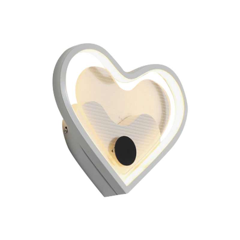 Nordic Acrylic Heart/Cloud Led Wall Light Fixture For Bedroom - Black/White