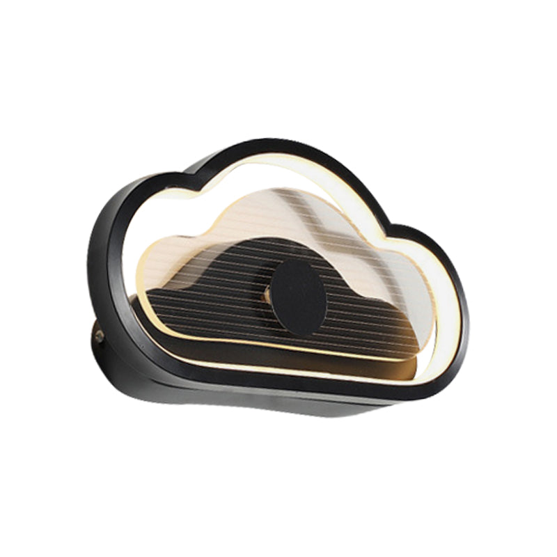 Nordic Acrylic Heart/Cloud Led Wall Light Fixture For Bedroom - Black/White