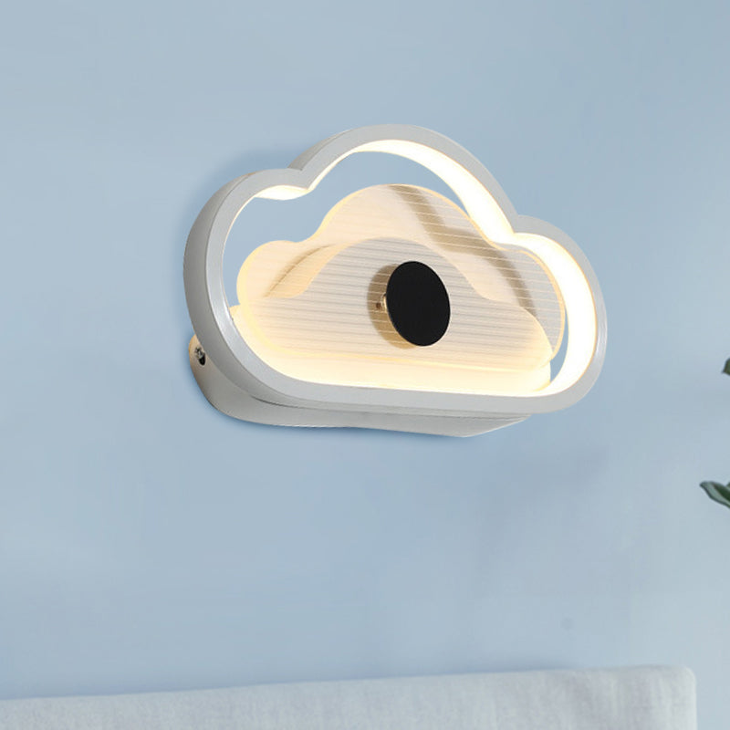 Nordic Acrylic Heart/Cloud Led Wall Light Fixture For Bedroom - Black/White White / Cloud
