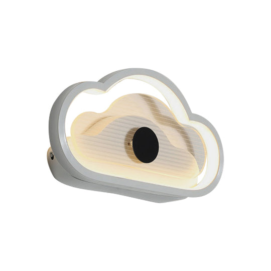Nordic Acrylic Heart/Cloud Led Wall Light Fixture For Bedroom - Black/White