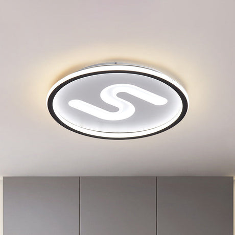 Contemporary S-Shaped Acrylic Ceiling Light Fixture - Black/Gold Led Flush Mount With Warm/White