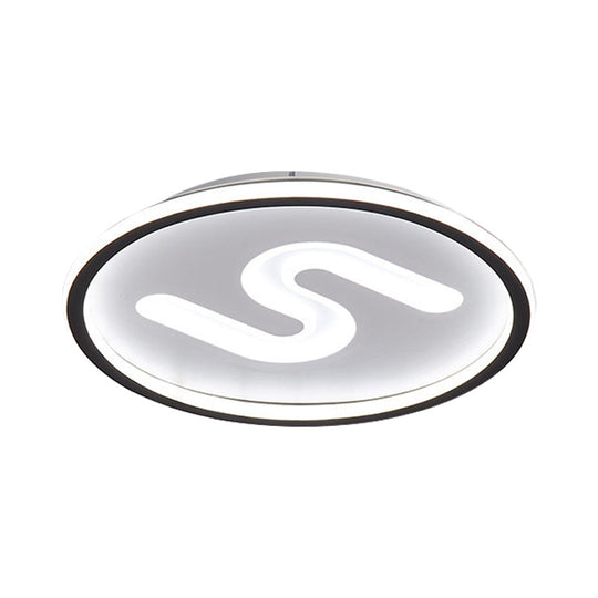 Contemporary S - Shaped Acrylic Ceiling Light Fixture - Black/Gold Led Flush Mount With Warm/White