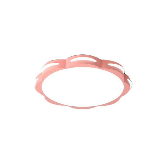 Flush Mount Macaron Led Ceiling Light With Acrylic Floral Shade - Ideal For Girls Bedroom