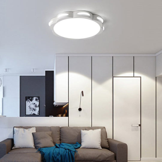 Flush Mount Macaron Led Ceiling Light With Acrylic Floral Shade - Ideal For Girls Bedroom White /