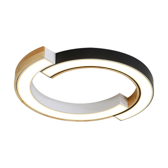 Contemporary Bedroom Ceiling Lamp - 2-Arch Bridge Design Acrylic Led Light 15/19 Width Black/White