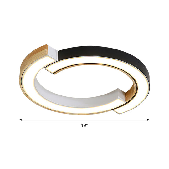 Contemporary Bedroom Ceiling Lamp - 2-Arch Bridge Design Acrylic Led Light 15/19 Width Black/White