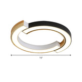 Contemporary Bedroom Ceiling Lamp - 2-Arch Bridge Design Acrylic Led Light 15/19 Width Black/White