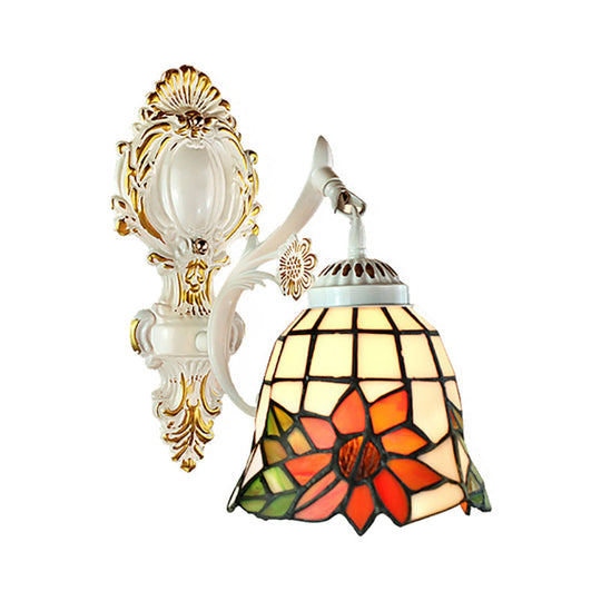 Tiffany Stained Glass Wall Sconce Lamp: Bell Shade 1-Light White