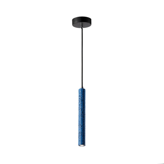 Nordic Cement Tube Pendant Light - 1 Yellow/Blue/Green 12’/21.5’H