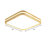 Slim Panel Square Ceiling Mount Light: Wood Edge Simple Style Led Lamp - Beige (18/26 Inch Wide)