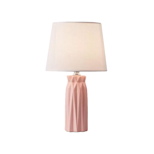Ksora - Pink/Blue Fabric Cone Reading Light Modernism 1-Bulb Night Table Lamp With Ceramic Base