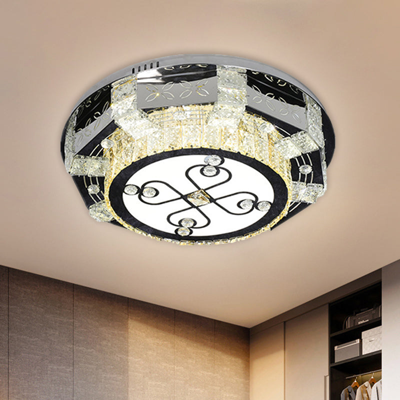 Modern Stainless - Steel Led Ceiling Light With Crystal Twisted/Oval Pattern