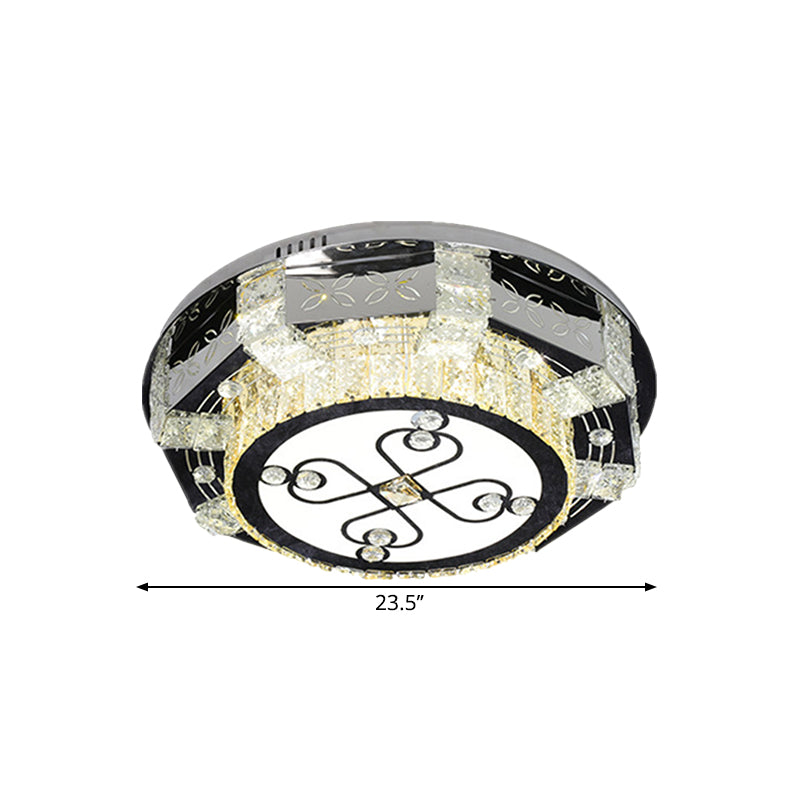 Modern Stainless - Steel Led Ceiling Light With Crystal Twisted/Oval Pattern