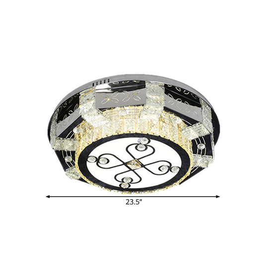 Modern Stainless - Steel Led Ceiling Light With Crystal Twisted/Oval Pattern