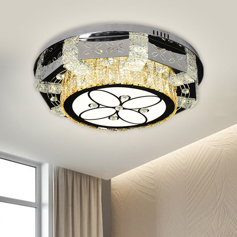Modern Stainless - Steel Led Ceiling Light With Crystal Twisted/Oval Pattern Clear / A