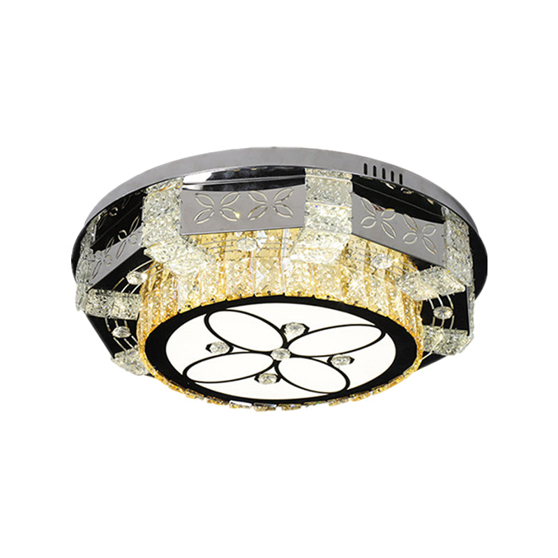 Modern Stainless - Steel Led Ceiling Light With Crystal Twisted/Oval Pattern