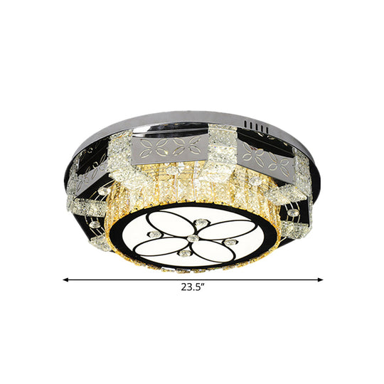 Modern Stainless - Steel Led Ceiling Light With Crystal Twisted/Oval Pattern