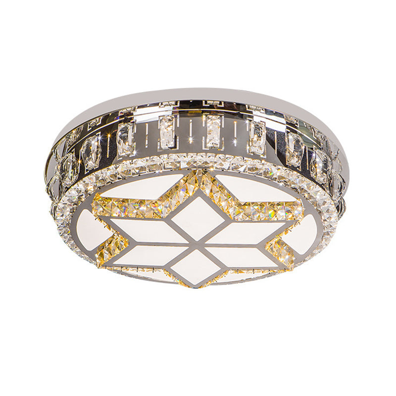 Minimalist Crystal Led Ceiling Light In Warm/White With Hand - Cut Circle Flush Mount