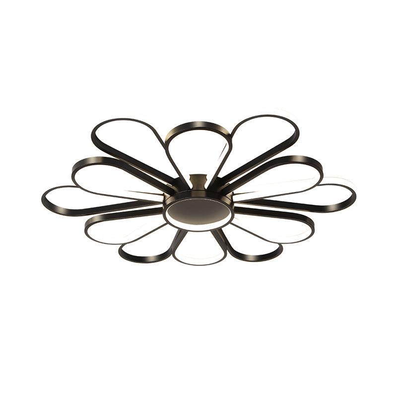 Contemporary Black/Gold Led Ceiling Mounted Iron Floral Flush Mount Light For Living Room
