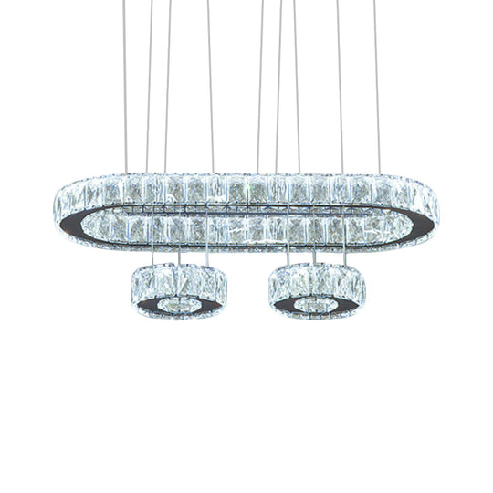 Modern Crystal Oval Chandelier With Led Suspension In Chrome