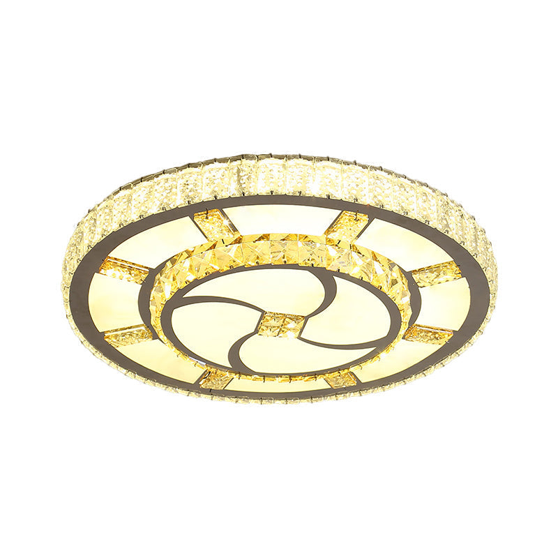 Stainless - Steel Led Flush Mount Ceiling Light With Clear Crystal Block Design