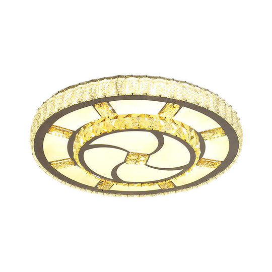 Stainless - Steel Led Flush Mount Ceiling Light With Clear Crystal Block Design