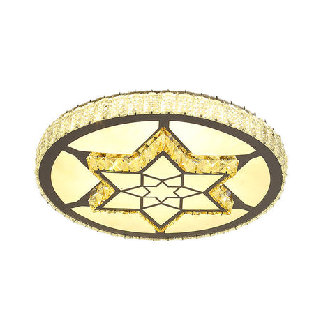Stainless-Steel Led Flush Mount Ceiling Light With Clear Crystal Block Design