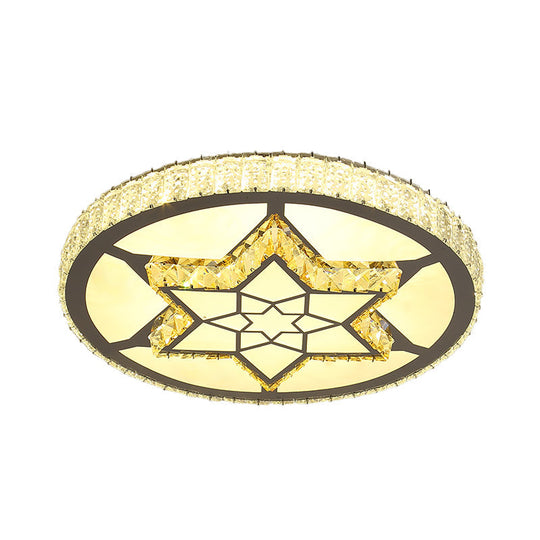 Stainless-Steel Led Flush Mount Ceiling Light With Clear Crystal Block Design