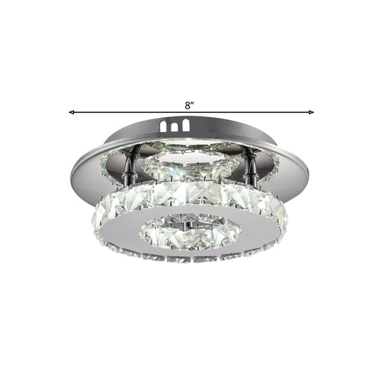 Beveled Crystal Loop Flush Mount Ceiling Light - Modern 8’/12’ Width Stainless - Steel Led Fixture