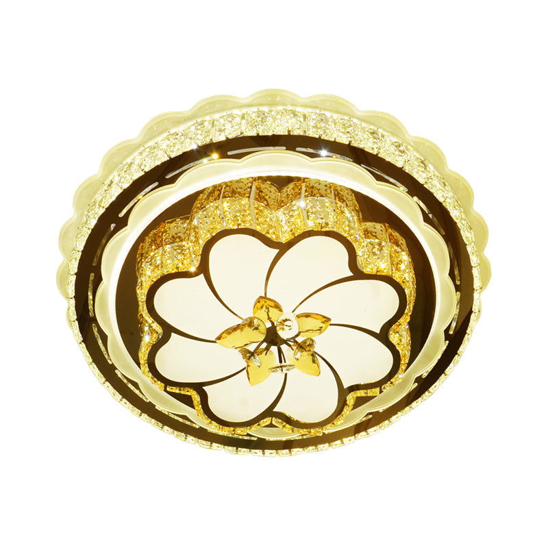 Modern Crystal Led Ceiling Flush Lamp Stainless Steel