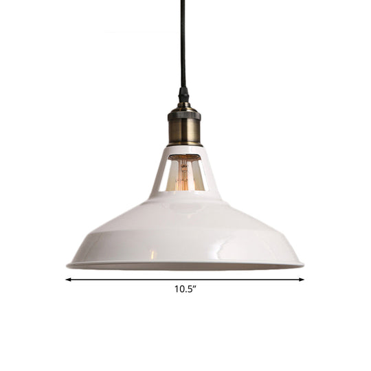 Modern Loft Style Barn Shade Pendant Ceiling Light 10.5’/12’/15’ W In Black/White For Dining