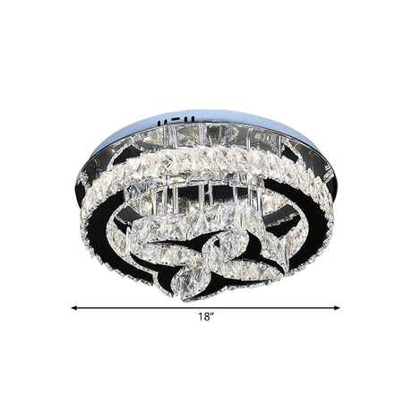 Modern Led Crystal Shade Ceiling Lamp With Stainless Steel Finish