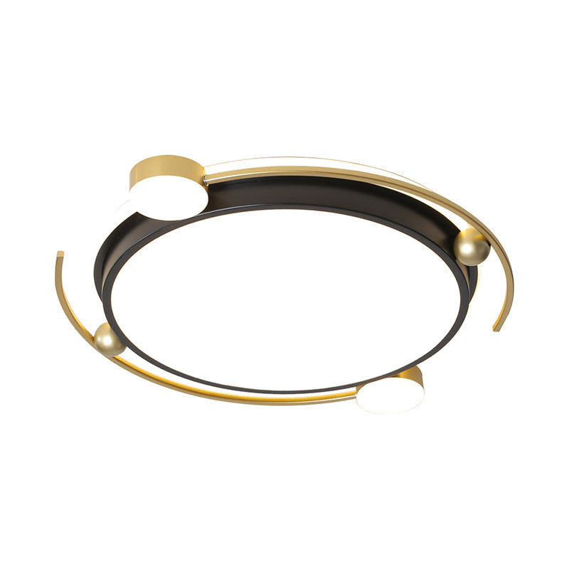 Contemporary Led Acrylic Flushmount Ceiling Light In Black - Gold Finish