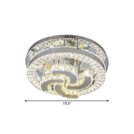 Simple Clear Crystal Led Flush Light Fixture For Living Room - Halo Design