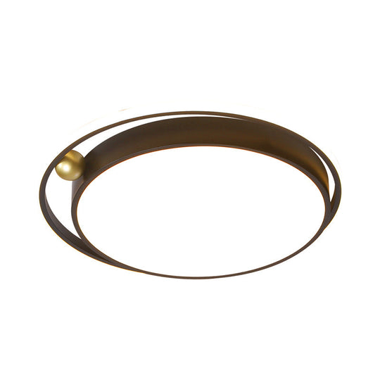 Nordic Round Acrylic Flush Mount Led Light Fixture - 16/19.5 Wide Black For Bedroom