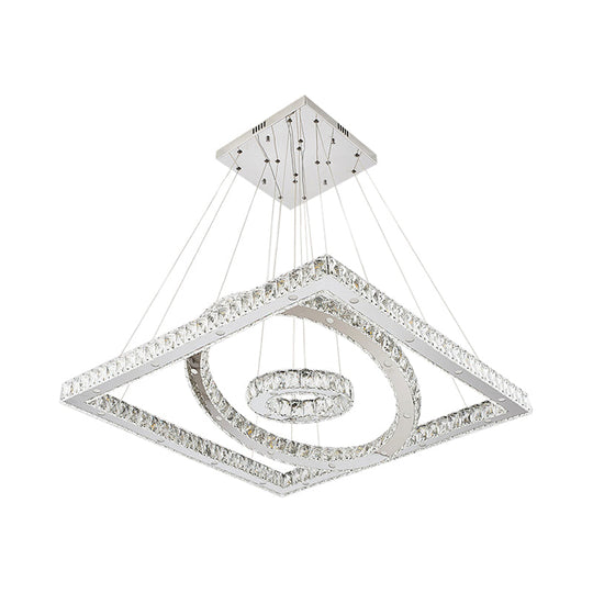 Led Stainless-Steel Chandelier With Crystal Shade - Modern Living Room Ceiling Lamp In Warm/White
