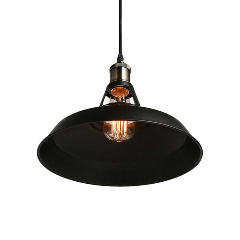Modern Loft Style Barn Shade Pendant Ceiling Light 10.5’/12’/15’ W In Black/White For Dining