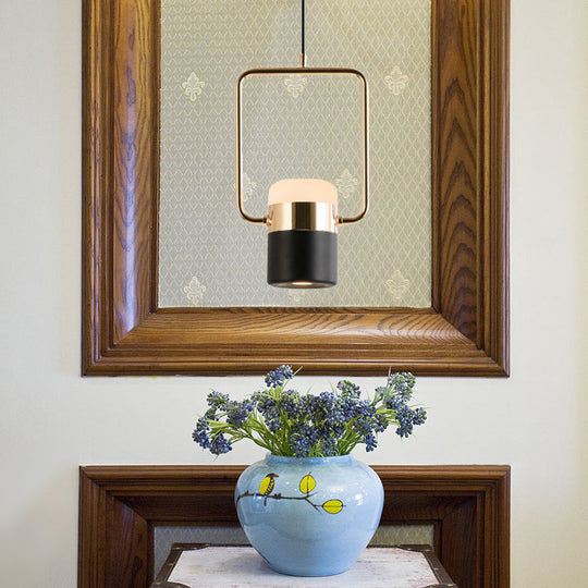 Margaret - Modern Black/White Cylinder Pendant Lamp Led Steel And Glass Hanging Lighting With