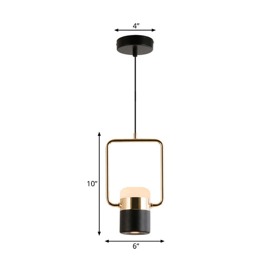 Margaret - Modern Black/White Cylinder Pendant Lamp Led Steel And Glass Hanging Lighting With