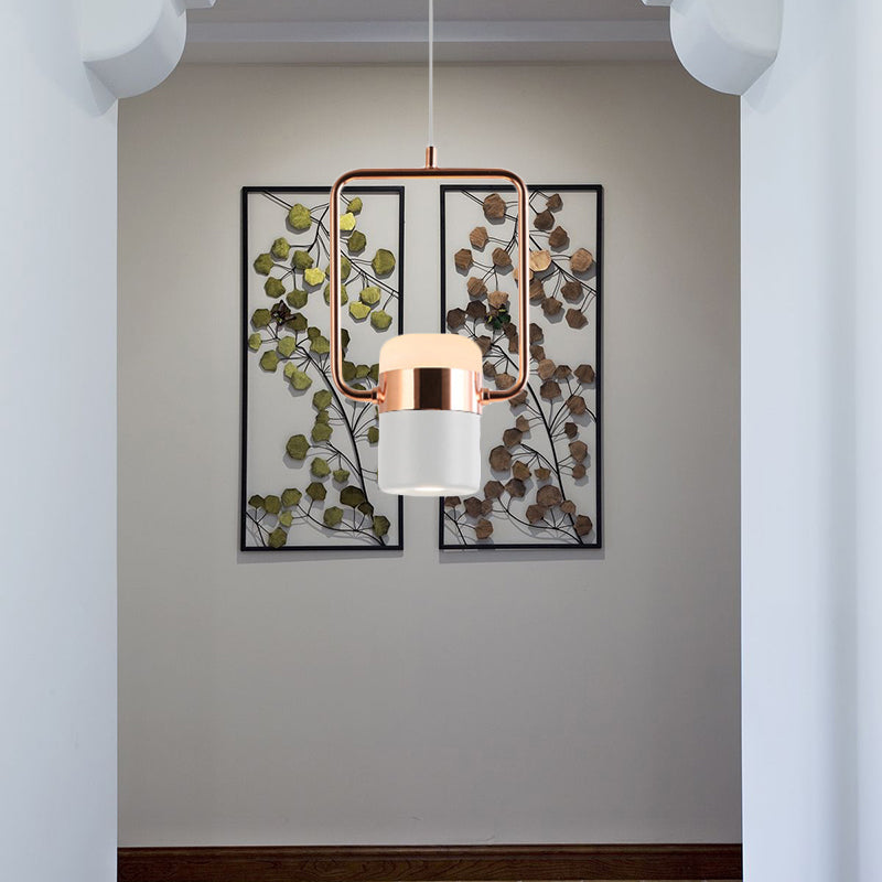 Margaret - Modern Black/White Cylinder Pendant Lamp Led Steel And Glass Hanging Lighting With